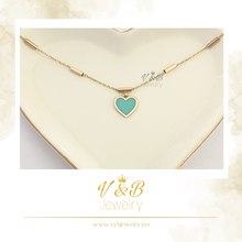 Cargar imagen en el visor de la galería, Gargantilla Corazón Color Verde Tiffany
