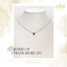 Cargar imagen en el visor de la galería, Gargantilla Corazón Zirconia Azul
