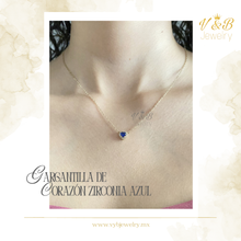 Cargar imagen en el visor de la galería, Gargantilla Corazón Zirconia Azul
