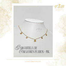 Cargar imagen en el visor de la galería, Gargantilla Corazones Planos -14K

