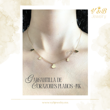 Cargar imagen en el visor de la galería, Gargantilla Corazones Planos -14K
