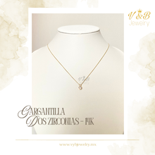 Cargar imagen en el visor de la galería, Gargantilla Dos Zirconias - 14K
