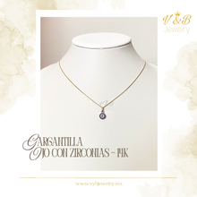 Cargar imagen en el visor de la galería, Gargantilla de Ojo con Zirconias -14K
