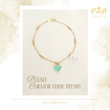 Cargar imagen en el visor de la galería, Pulso Corazón Verde Tiffany
