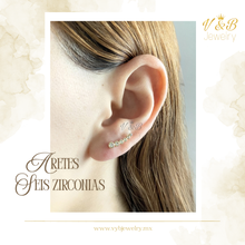 Cargar imagen en el visor de la galería, Aretes Seis Zirconias
