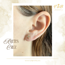 Cargar imagen en el visor de la galería, Aretes Cruz con Zirconias
