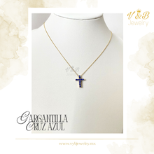 Cargar imagen en el visor de la galería, Gargantilla Cruz Zirconias Azules
