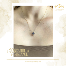 Cargar imagen en el visor de la galería, Gargantilla Cruz Zirconias Azules
