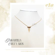 Cargar imagen en el visor de la galería, Gargantilla Cruz y Aros
