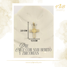 Cargar imagen en el visor de la galería, Dije Cruz con San Benito y Zirconias
