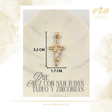 Cargar imagen en el visor de la galería, Dije Cruz con San Judas Tadeo y Zirconias
