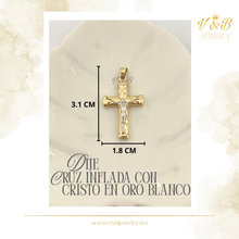 Cargar imagen en el visor de la galería, Dije Cruz Inflada con Cristo en O. Blanco
