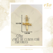 Cargar imagen en el visor de la galería, Dije Cruz de Clavos con Zirconias
