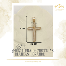 Cargar imagen en el visor de la galería, Dije Cruz Llena de Zirconias Blancas - Grande

