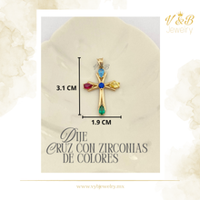 Cargar imagen en el visor de la galería, Dije de Cruz con Zirconias de Colores
