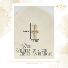 Cargar imagen en el visor de la galería, Dije Silueta Cruz con Zirconias Blancas
