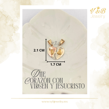 Cargar imagen en el visor de la galería, Dije Corazón Virgen y Jesucristo
