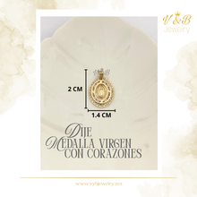 Cargar imagen en el visor de la galería, Dije Medalla Virgen Con Corazones
