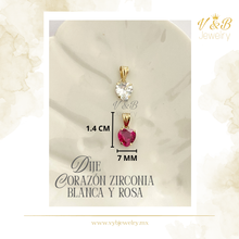 Cargar imagen en el visor de la galería, Dije Corazón Una Zirconia Blanca o Rosa
