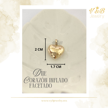 Cargar imagen en el visor de la galería, Dije Corazón Inflado Facetado
