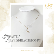 Cargar imagen en el visor de la galería, Gargantilla Luna y Estrella Con Zirconias
