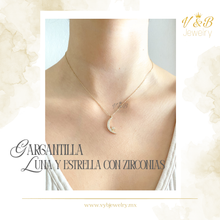 Cargar imagen en el visor de la galería, Gargantilla Luna y Estrella Con Zirconias

