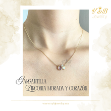 Cargar imagen en el visor de la galería, Gargantilla Zirconia Morada y Corazón
