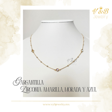Cargar imagen en el visor de la galería, Gargantilla Zirconia Amarilla, Morada y Azul
