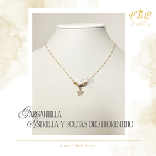 Cargar imagen en el visor de la galería, Gargantilla Estrella y Bolitas Oro Florentino
