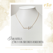 Cargar imagen en el visor de la galería, Gargantilla Cruz con Zirconias Blancas
