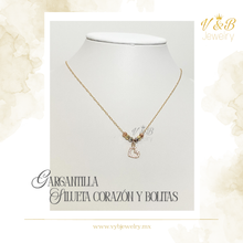 Cargar imagen en el visor de la galería, Gargantilla Silueta de Corazón y Bolitas
