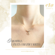 Cargar imagen en el visor de la galería, Gargantilla Silueta de Corazón y Bolitas
