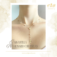 Cargar imagen en el visor de la galería, Gargantilla Tipo Rosario con Perlas
