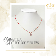 Cargar imagen en el visor de la galería, Gargantilla Ojo Turco y Bolitas Rojas
