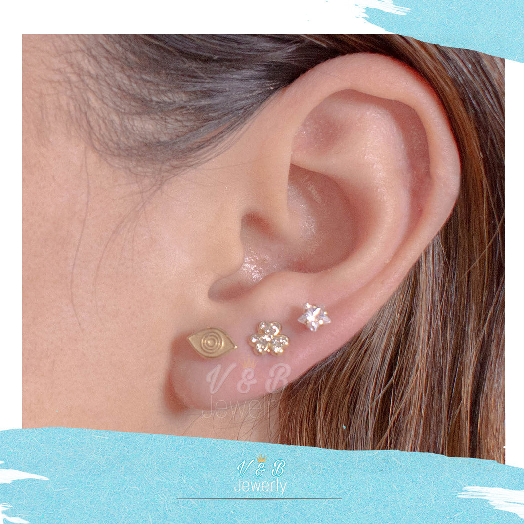 BroquelitoS Ojo-Trébol-Estrella de Zirconia 10K