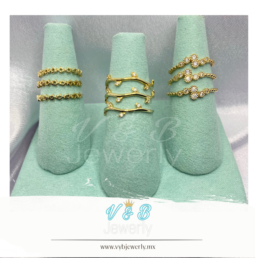 Anillos Estrellas, Guia con zirconias y Rayos de Zirconias