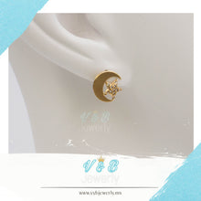 Cargar imagen en el visor de la galería, Juego Luna y Estrella Zirconia
